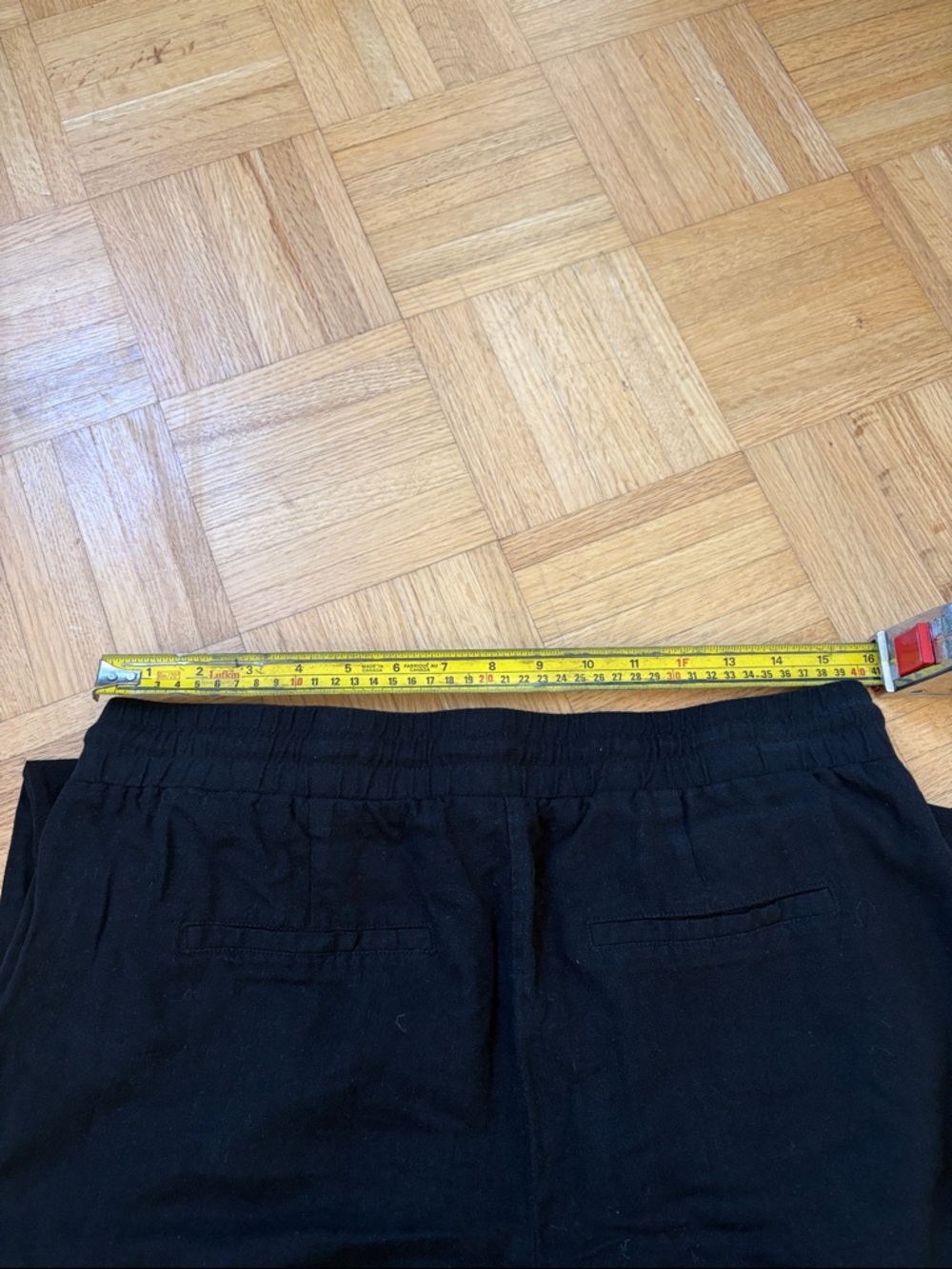 Black Linen Blend Casual Drawstring Pants - Picture 5 of 6